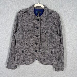 Relativity Tweed Blazer XL Herringbone Military Army Hunting Utility Cotton Wool